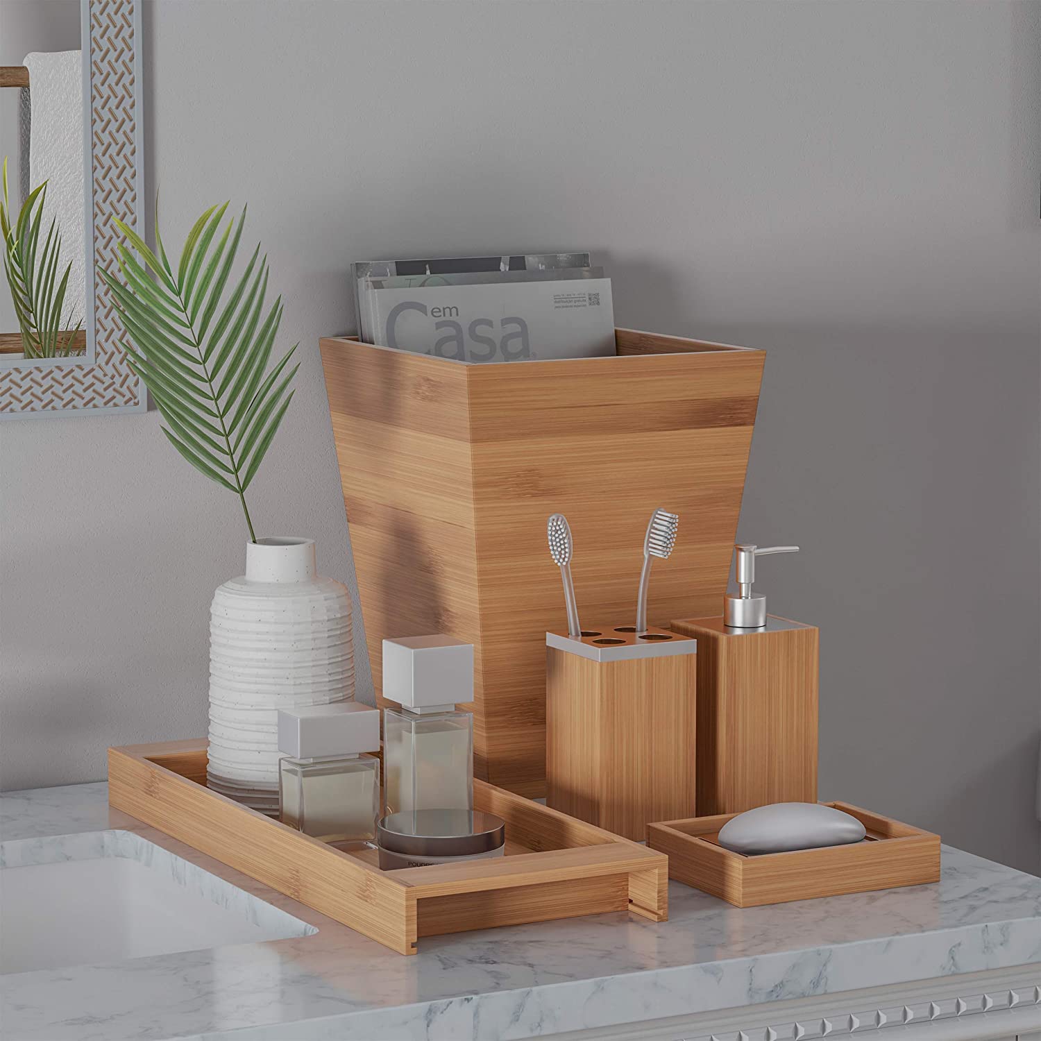 bamboo bathroom accessories set 2