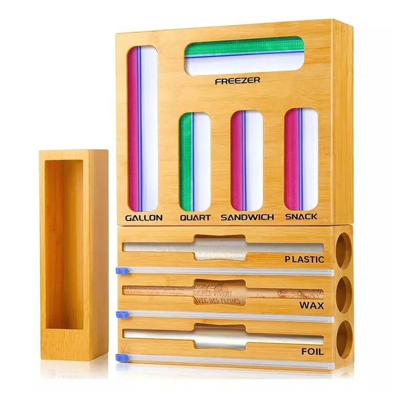 Bamboo Ziplock Bag Storage Organizer Foil Wrap Dispenser Main